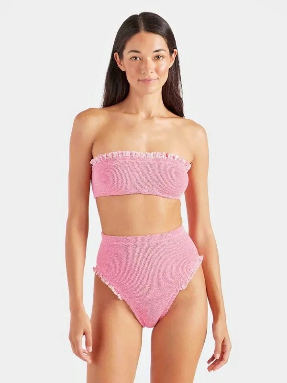 Hunza G Jean Bikini Pink Bandeau Set